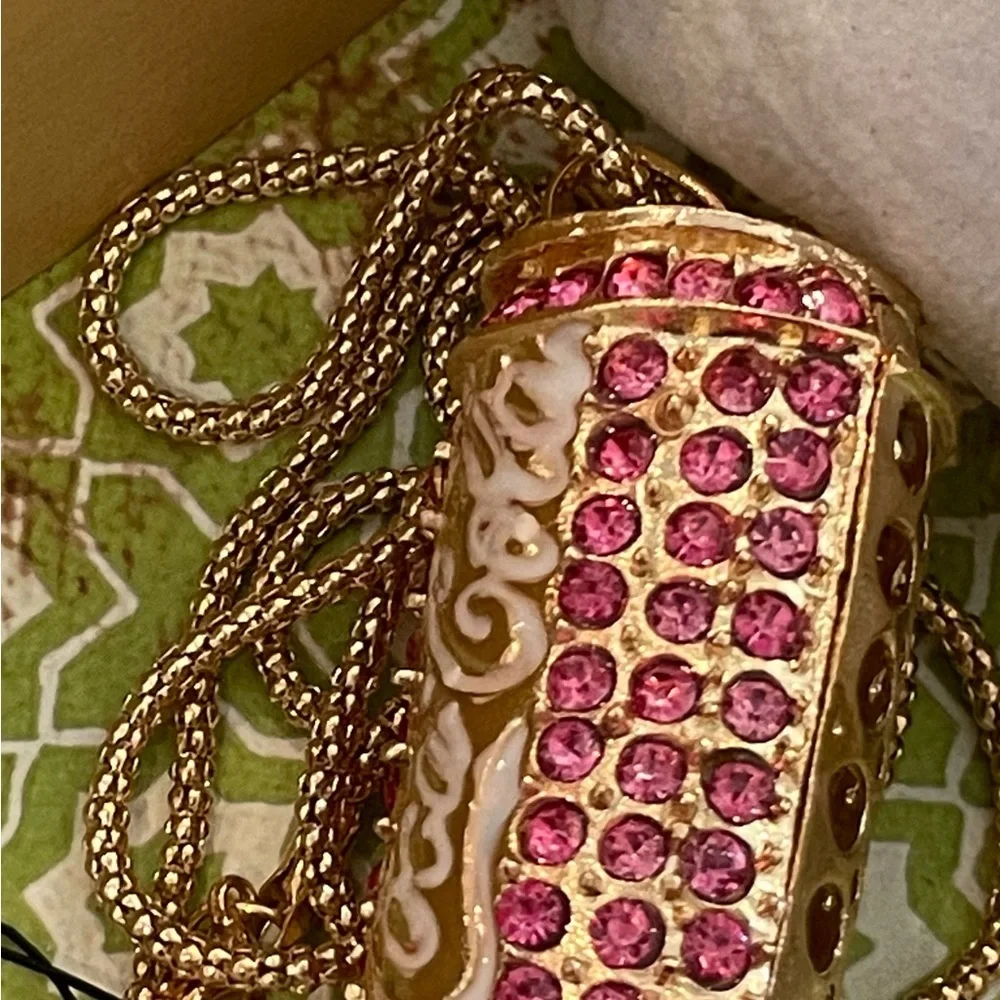 Betsey Johnson Coca-Cola Pendant Necklace | Pink Gold-Tone & Rhinestones | NEW - Picture 3 of 7